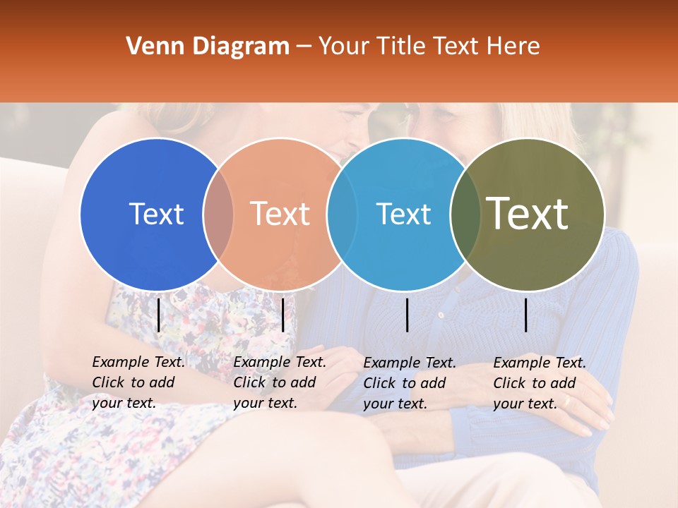 A Couple Of Women Sitting Next To Each Other On A Couch PowerPoint Template