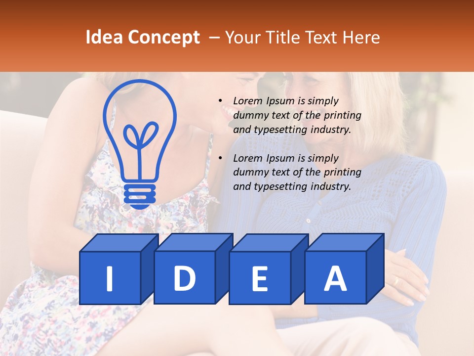 A Couple Of Women Sitting Next To Each Other On A Couch PowerPoint Template