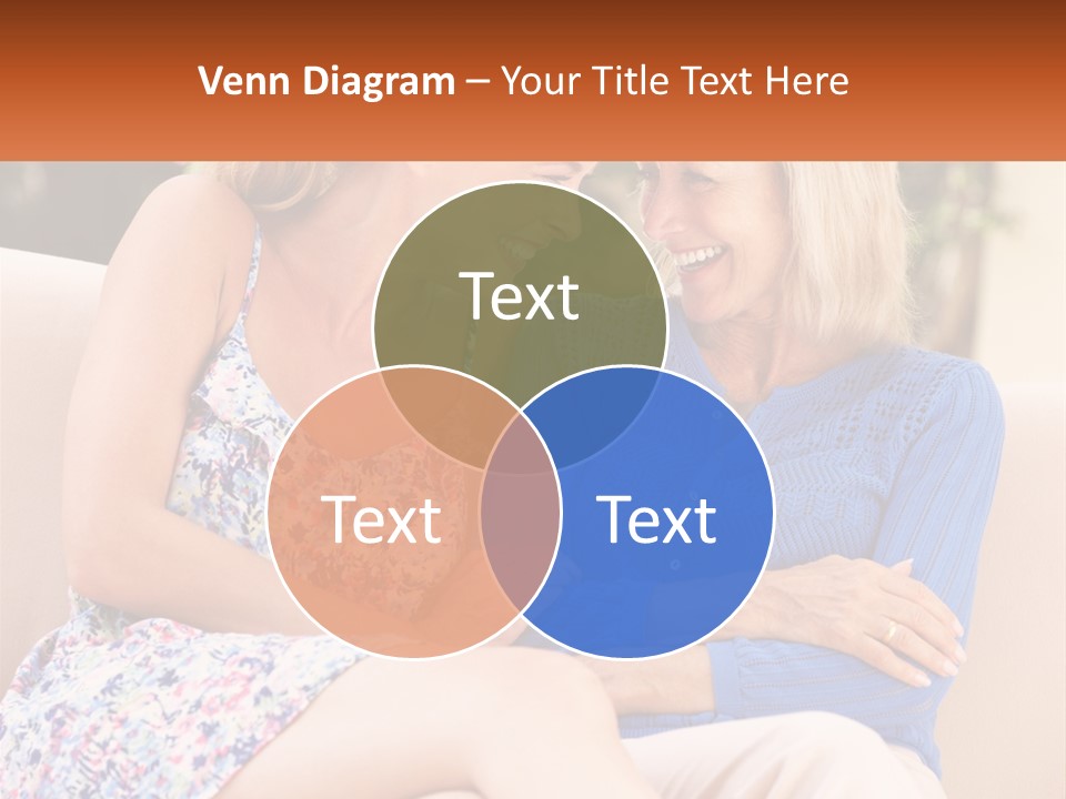 A Couple Of Women Sitting Next To Each Other On A Couch PowerPoint Template