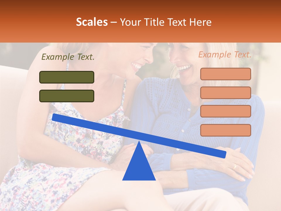 A Couple Of Women Sitting Next To Each Other On A Couch PowerPoint Template