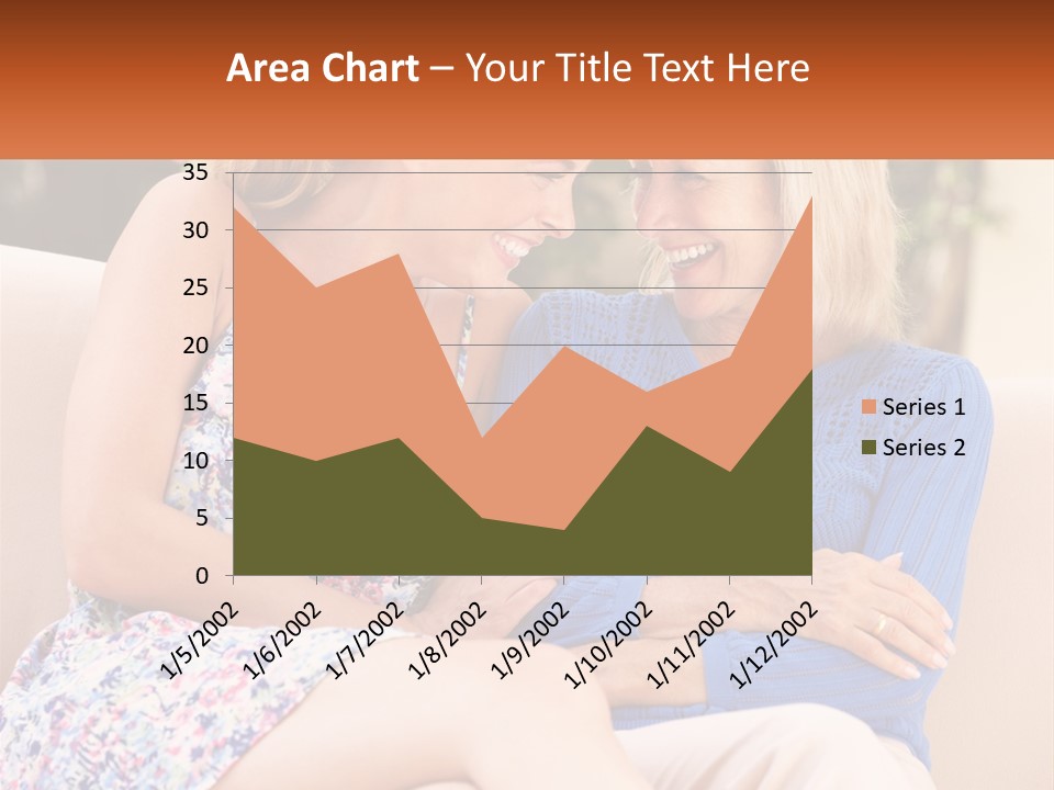 A Couple Of Women Sitting Next To Each Other On A Couch PowerPoint Template