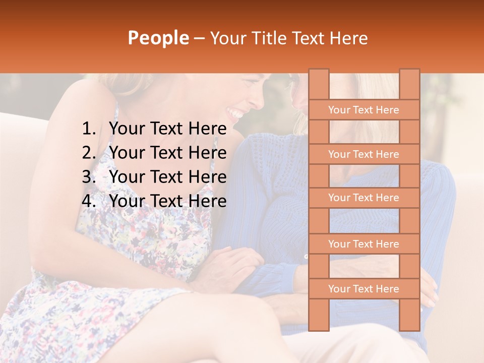 A Couple Of Women Sitting Next To Each Other On A Couch PowerPoint Template