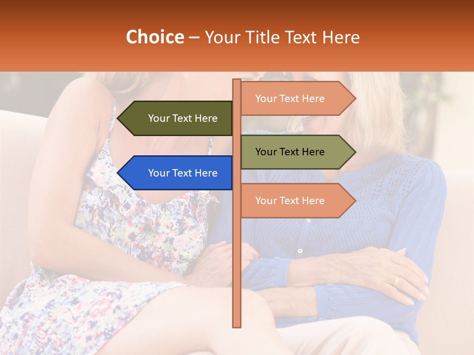 A Couple Of Women Sitting Next To Each Other On A Couch PowerPoint Template