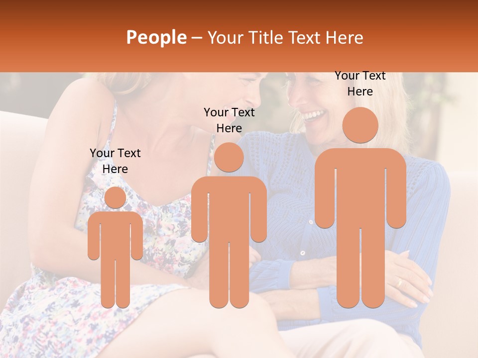 A Couple Of Women Sitting Next To Each Other On A Couch PowerPoint Template