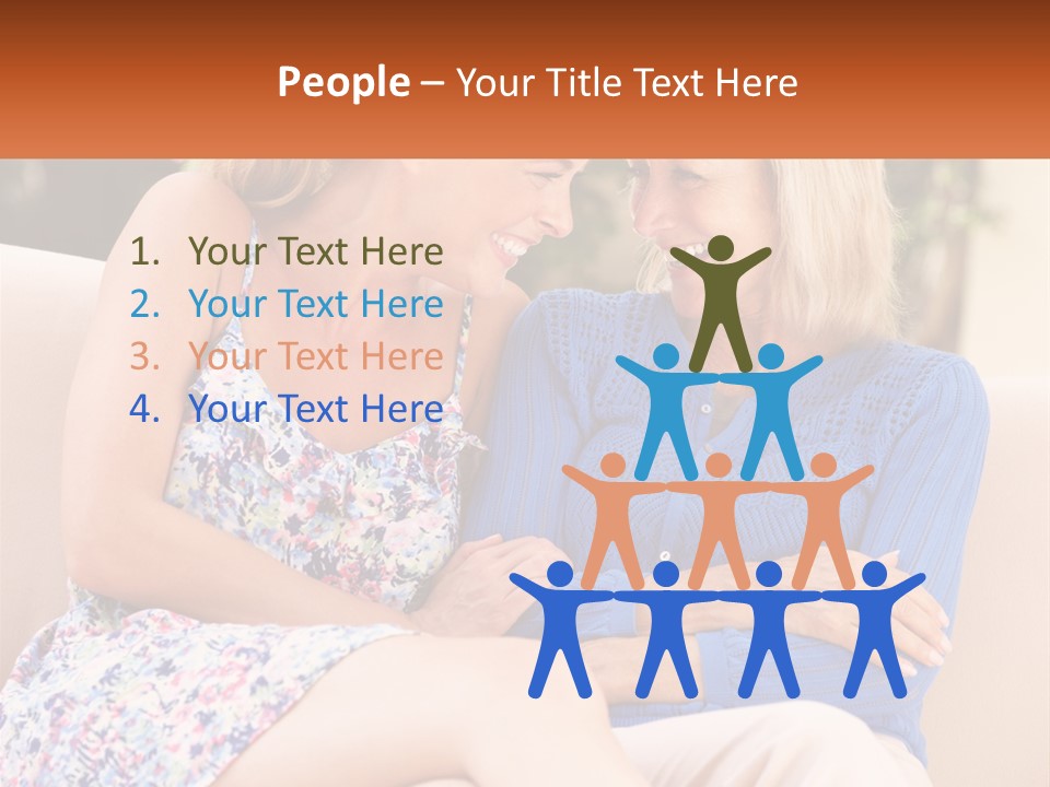 A Couple Of Women Sitting Next To Each Other On A Couch PowerPoint Template