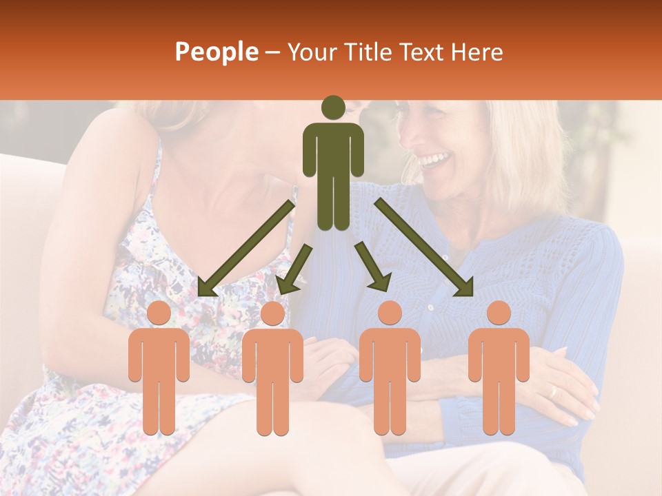 A Couple Of Women Sitting Next To Each Other On A Couch PowerPoint Template