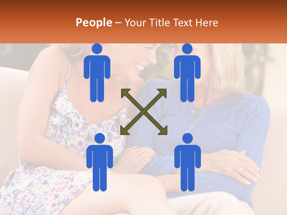 A Couple Of Women Sitting Next To Each Other On A Couch PowerPoint Template