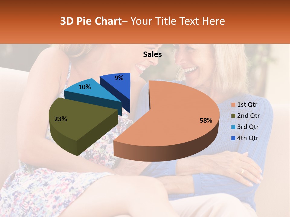 A Couple Of Women Sitting Next To Each Other On A Couch PowerPoint Template