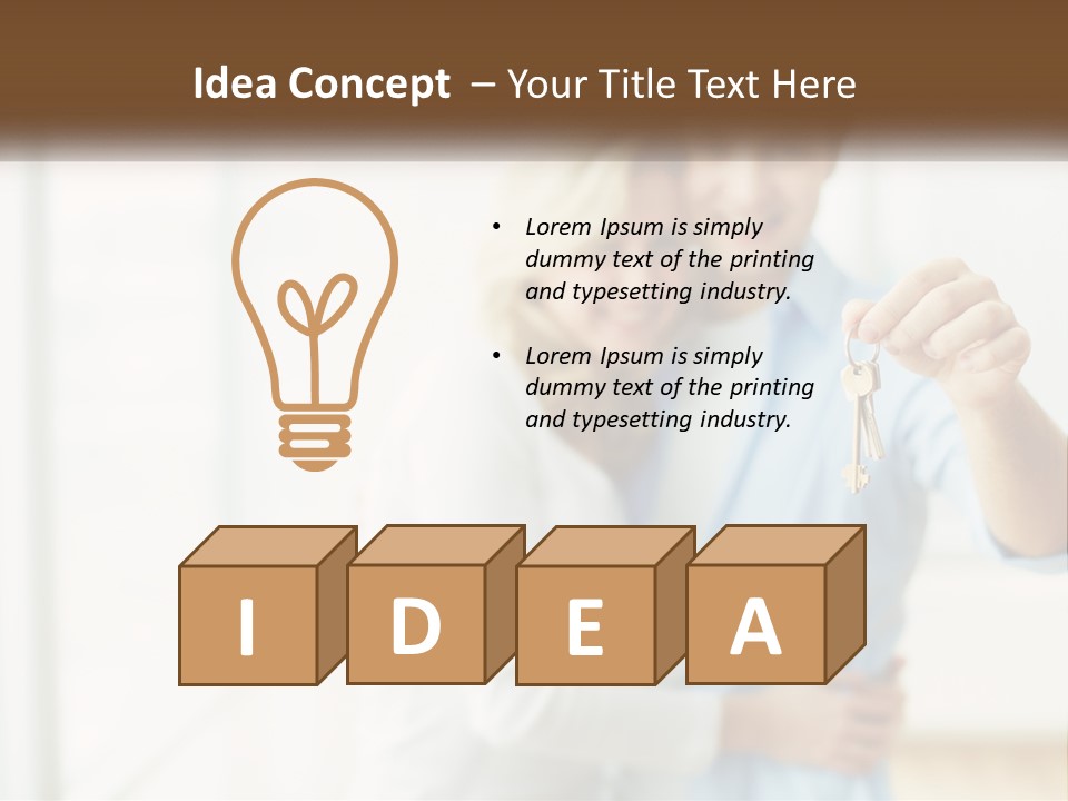 A Man And Woman Holding A Key To A House PowerPoint Template