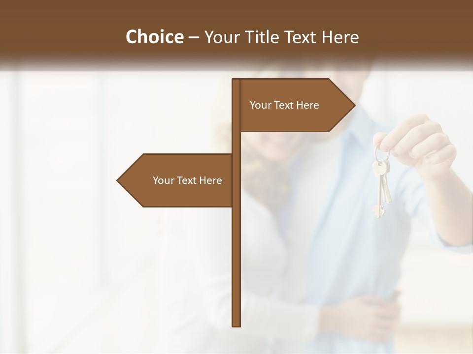 A Man And Woman Holding A Key To A House PowerPoint Template
