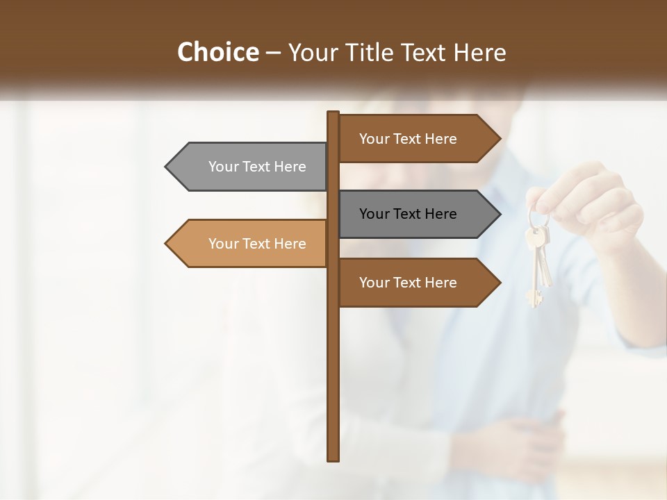 A Man And Woman Holding A Key To A House PowerPoint Template