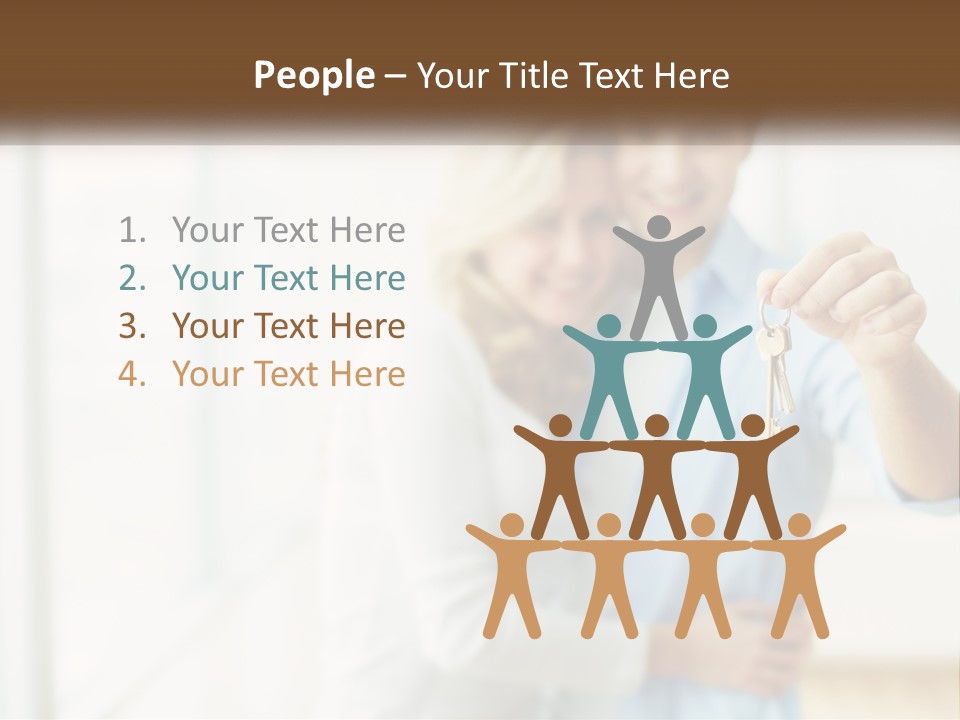 A Man And Woman Holding A Key To A House PowerPoint Template