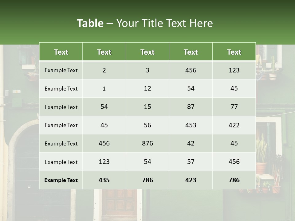 A Green Building With Potted Plants On The Windows PowerPoint Template