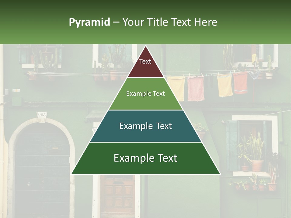 A Green Building With Potted Plants On The Windows PowerPoint Template