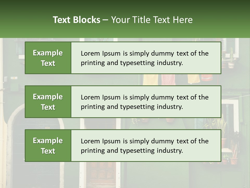 A Green Building With Potted Plants On The Windows PowerPoint Template