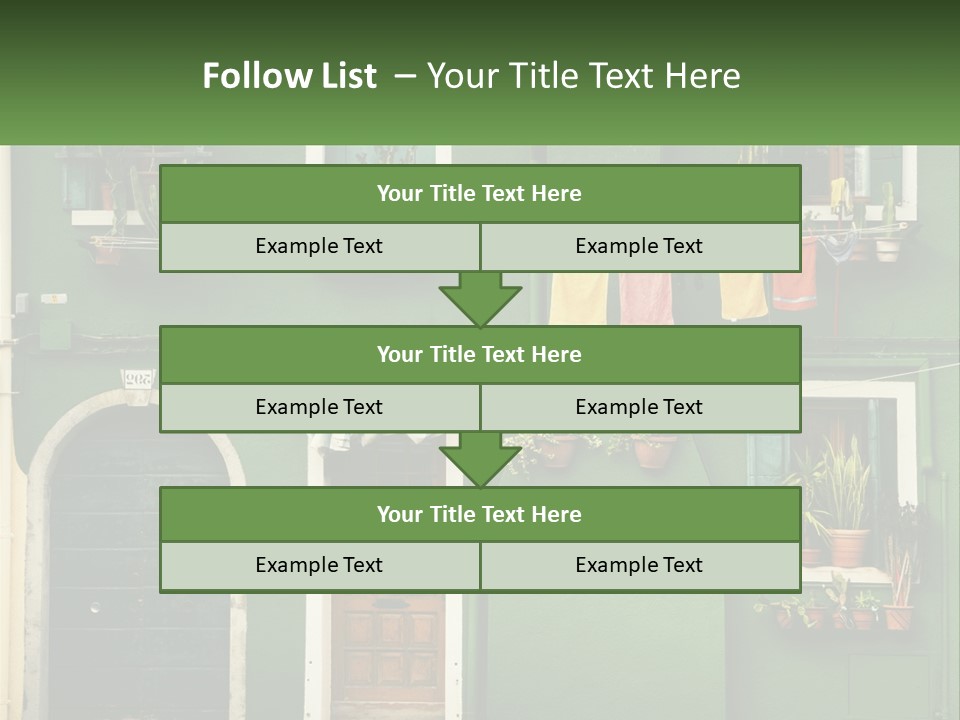 A Green Building With Potted Plants On The Windows PowerPoint Template
