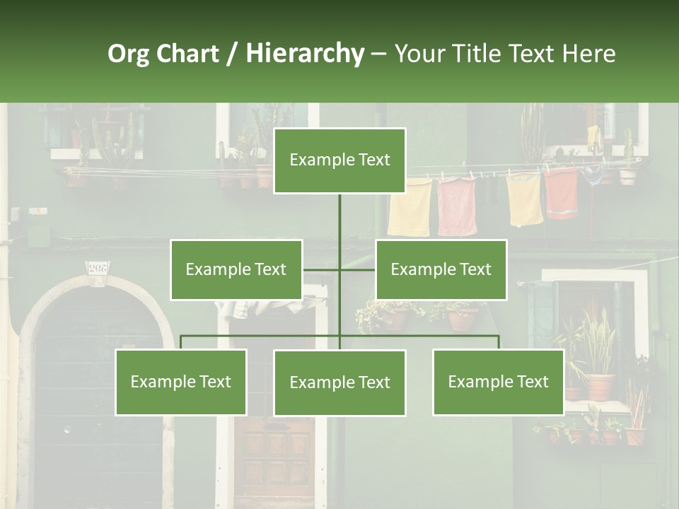 A Green Building With Potted Plants On The Windows PowerPoint Template