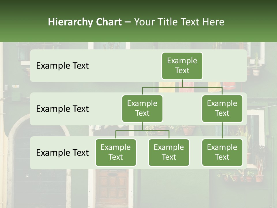 A Green Building With Potted Plants On The Windows PowerPoint Template
