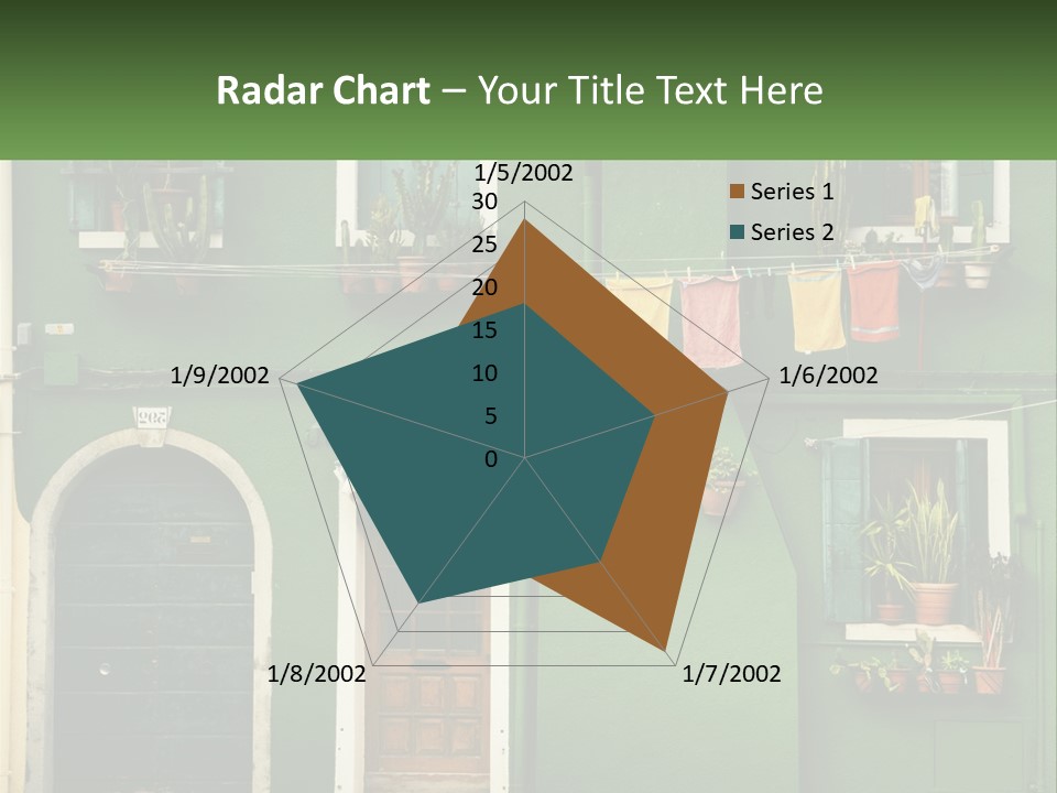 A Green Building With Potted Plants On The Windows PowerPoint Template