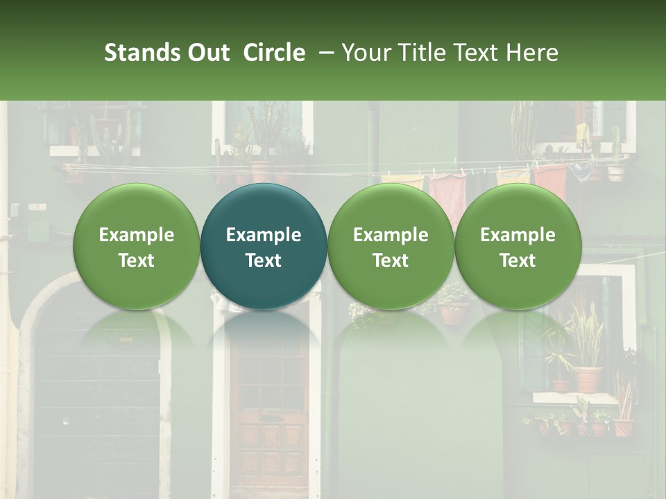 A Green Building With Potted Plants On The Windows PowerPoint Template