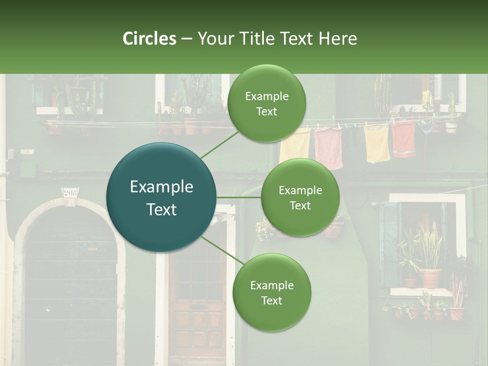 A Green Building With Potted Plants On The Windows PowerPoint Template