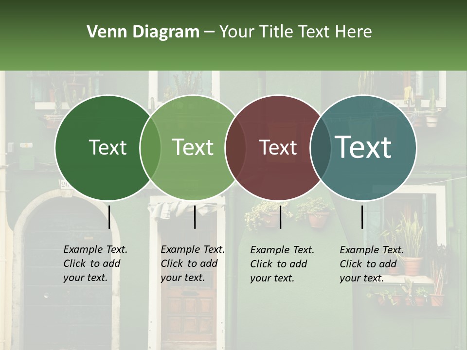 A Green Building With Potted Plants On The Windows PowerPoint Template