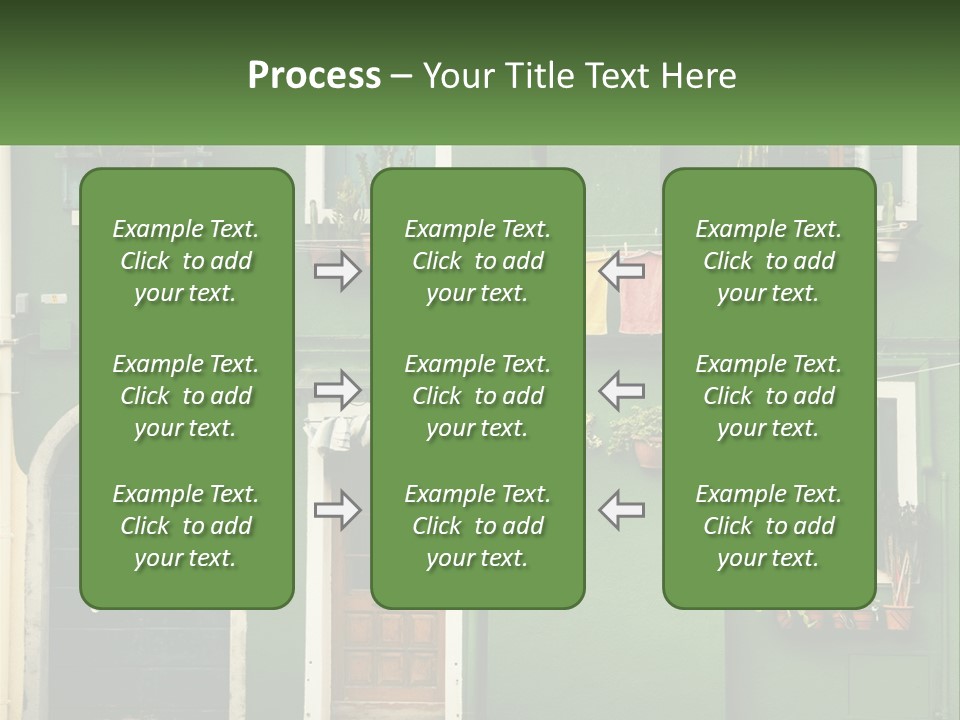 A Green Building With Potted Plants On The Windows PowerPoint Template