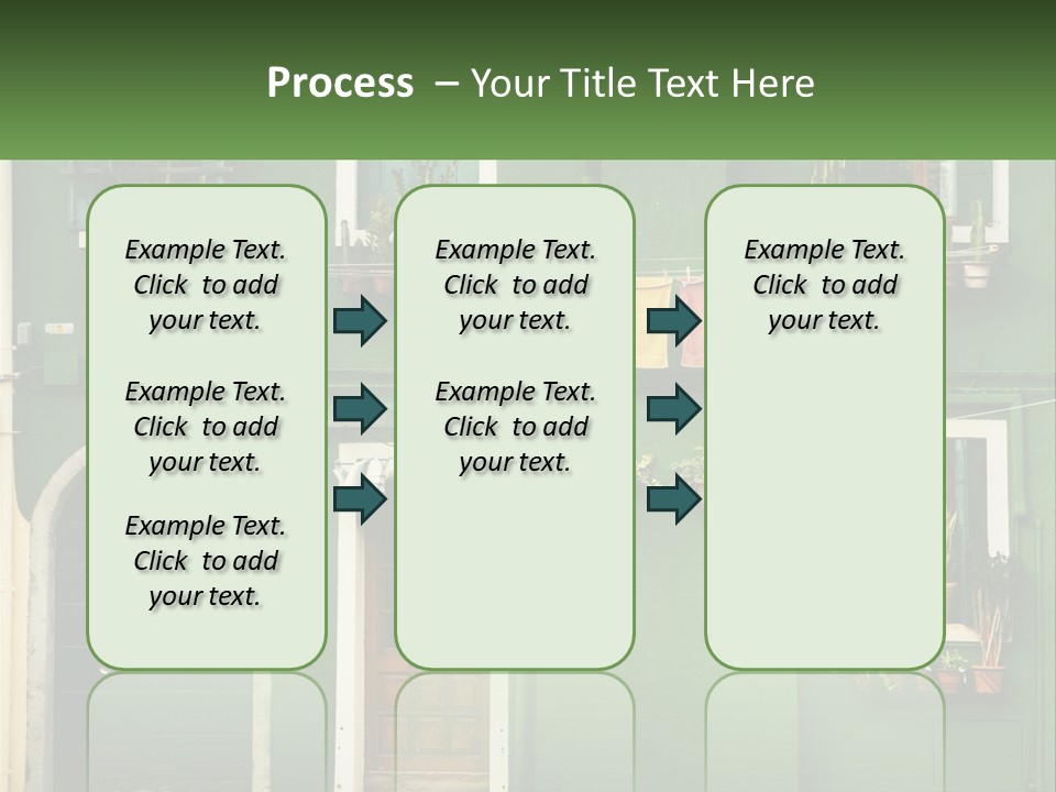 A Green Building With Potted Plants On The Windows PowerPoint Template