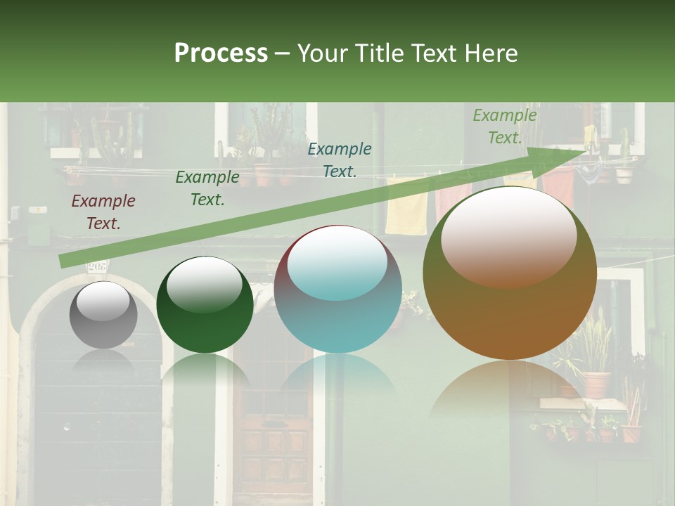 A Green Building With Potted Plants On The Windows PowerPoint Template