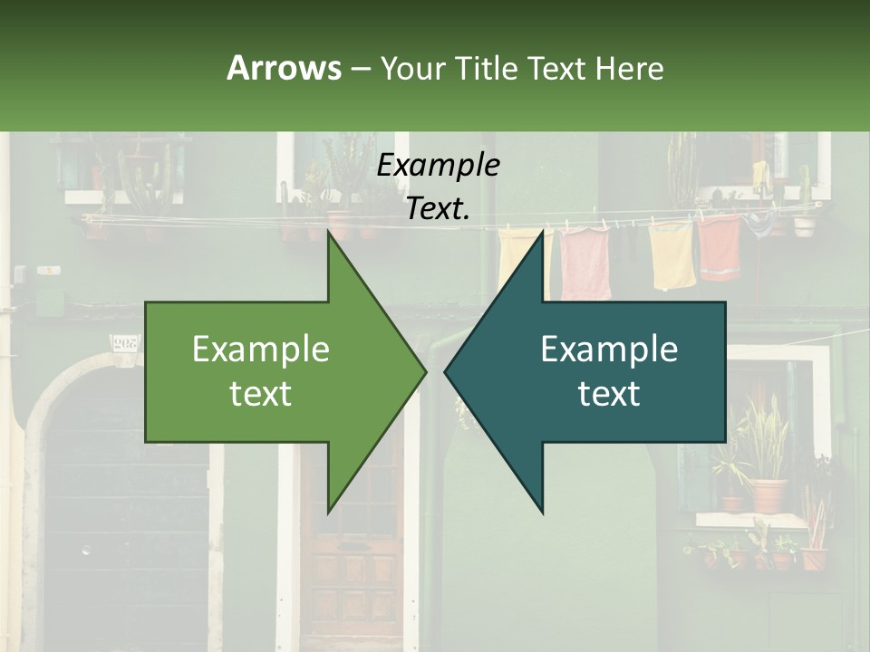 A Green Building With Potted Plants On The Windows PowerPoint Template