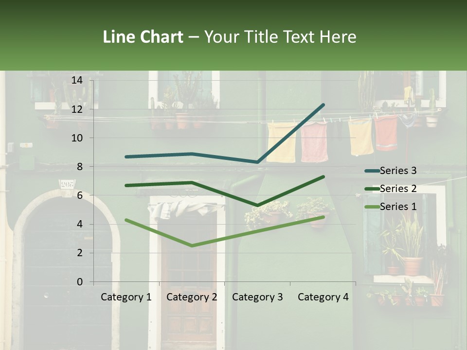 A Green Building With Potted Plants On The Windows PowerPoint Template