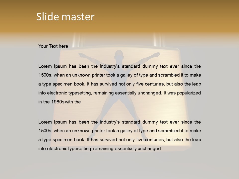 A Golden Padlock With A Man Standing On It PowerPoint Template