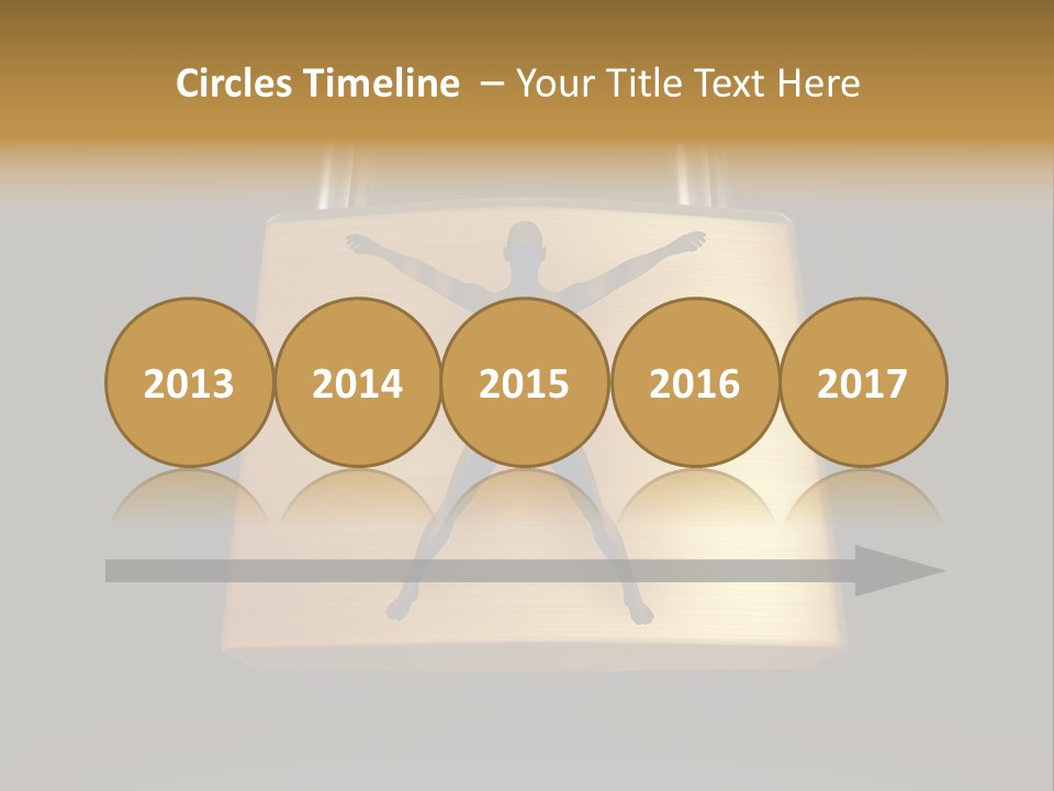 A Golden Padlock With A Man Standing On It PowerPoint Template