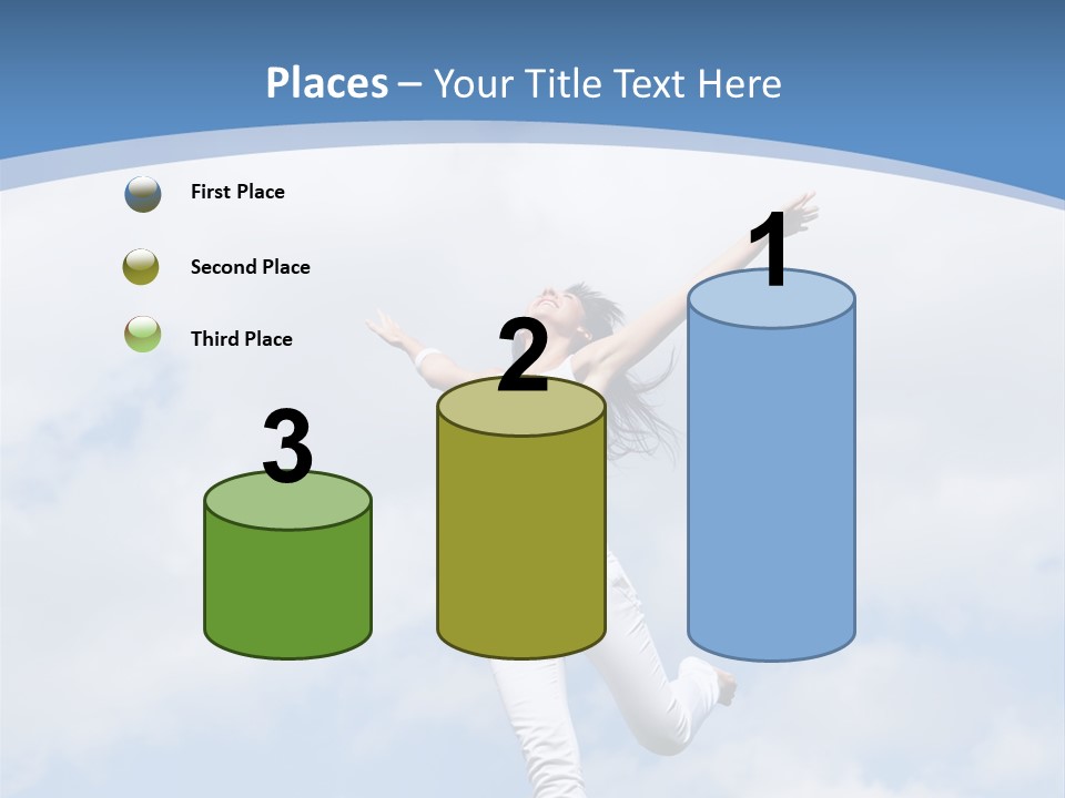 A Woman Jumping In The Air With Her Arms Outstretched PowerPoint Template