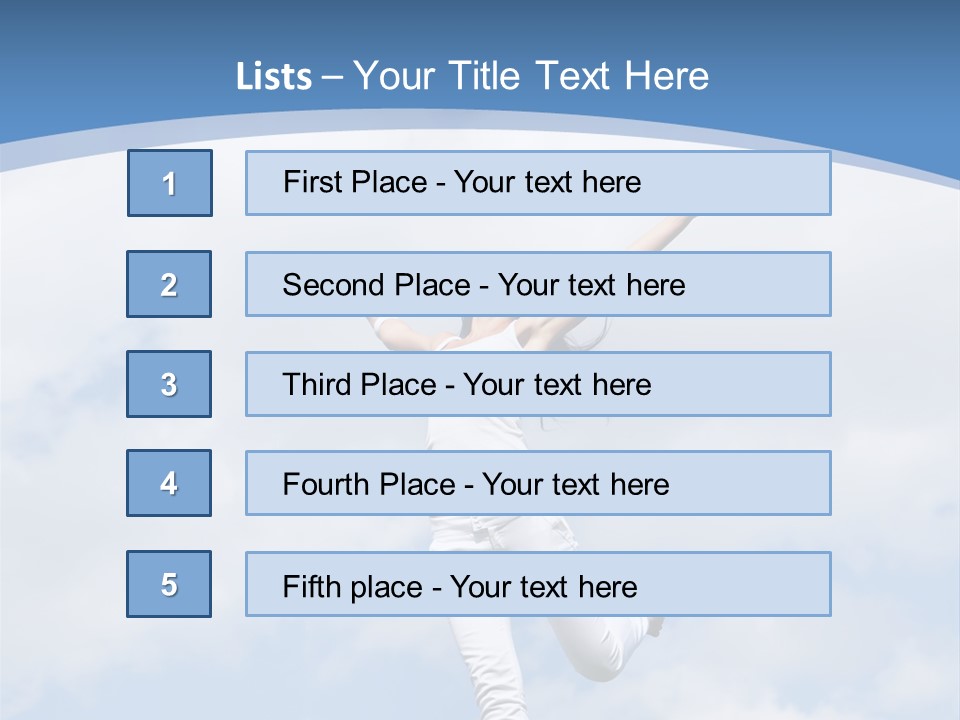 A Woman Jumping In The Air With Her Arms Outstretched PowerPoint Template