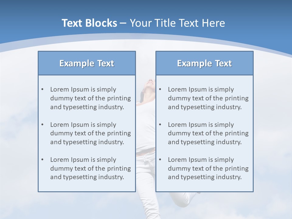 A Woman Jumping In The Air With Her Arms Outstretched PowerPoint Template