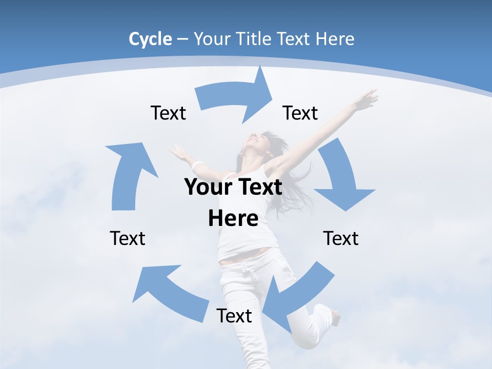 A Woman Jumping In The Air With Her Arms Outstretched PowerPoint Template