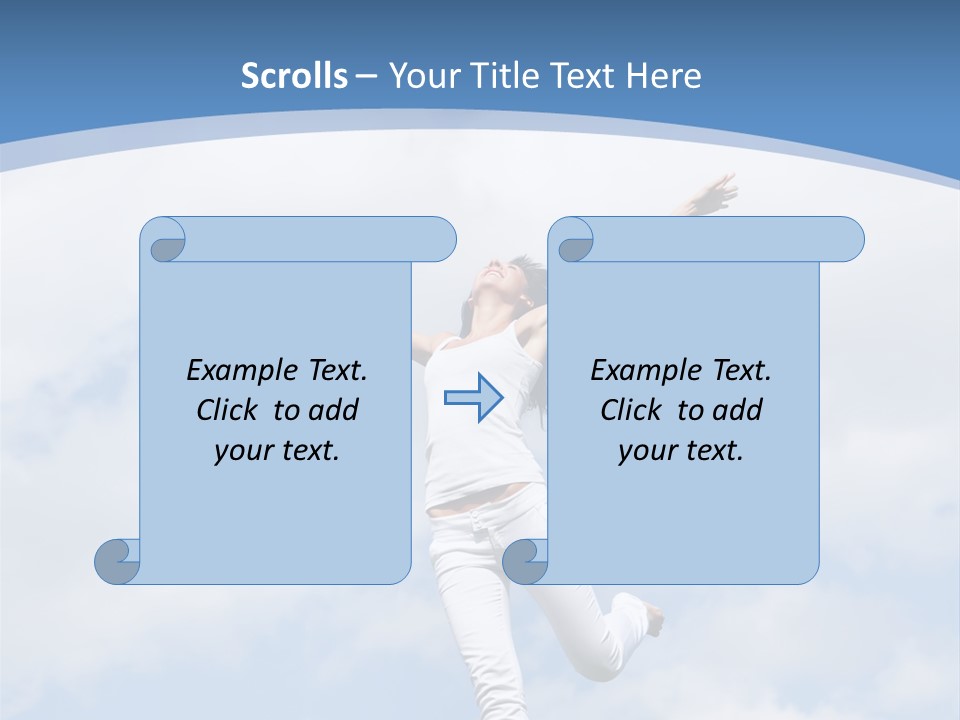 A Woman Jumping In The Air With Her Arms Outstretched PowerPoint Template