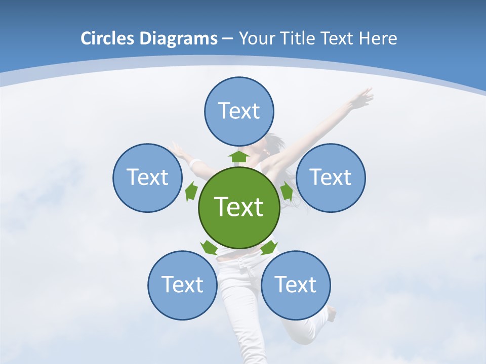 A Woman Jumping In The Air With Her Arms Outstretched PowerPoint Template