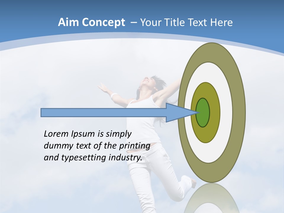 A Woman Jumping In The Air With Her Arms Outstretched PowerPoint Template