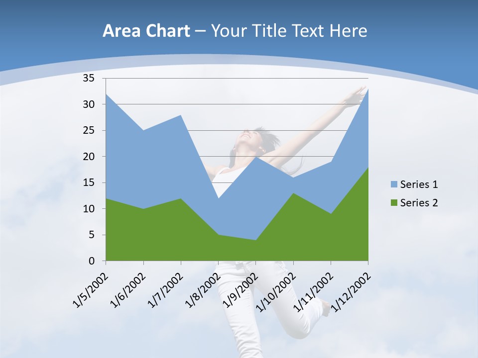A Woman Jumping In The Air With Her Arms Outstretched PowerPoint Template