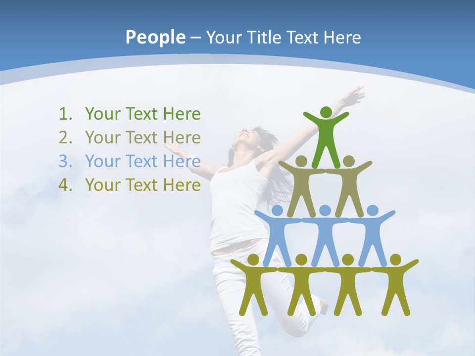 A Woman Jumping In The Air With Her Arms Outstretched PowerPoint Template