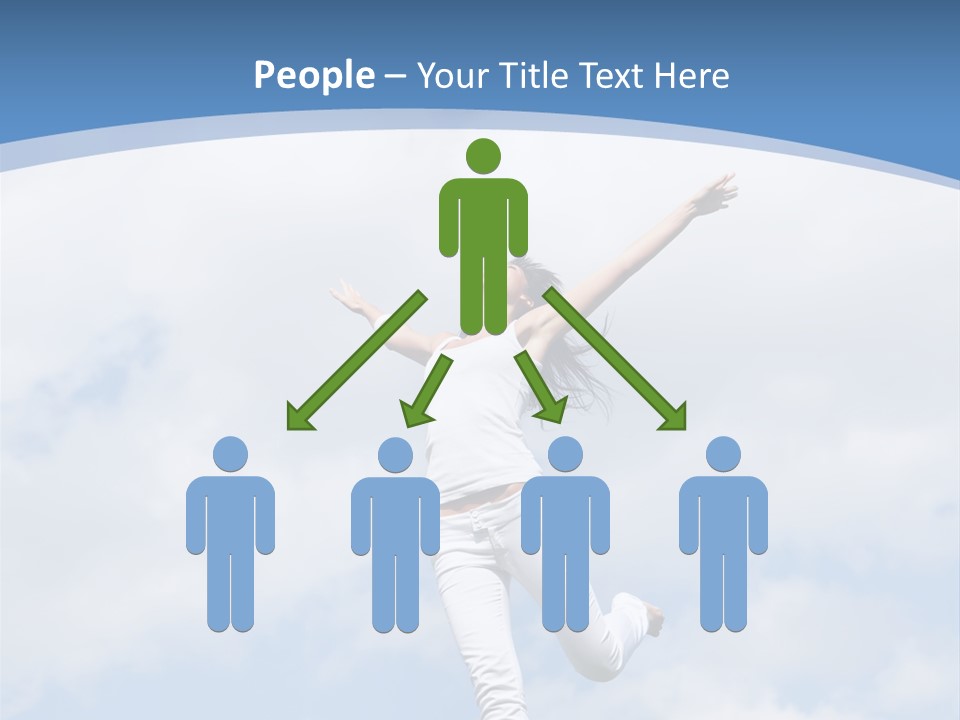 A Woman Jumping In The Air With Her Arms Outstretched PowerPoint Template