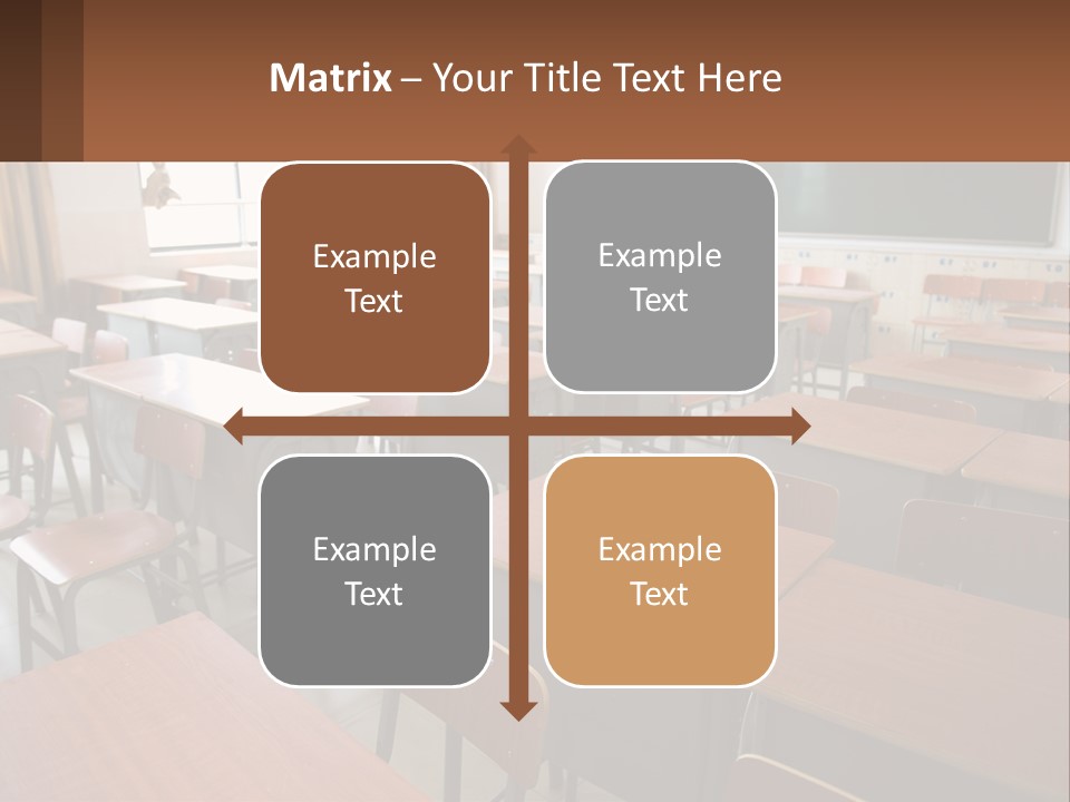 A Classroom With Desks And A Chalk Board PowerPoint Template