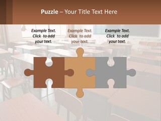 A Classroom With Desks And A Chalk Board PowerPoint Template