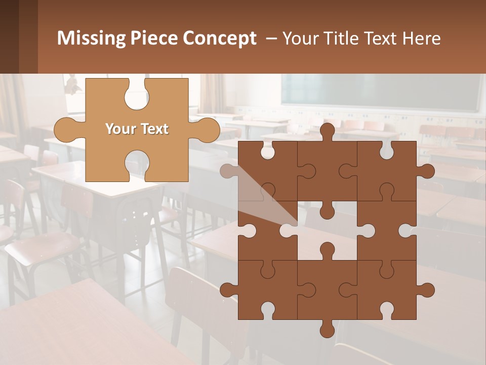 A Classroom With Desks And A Chalk Board PowerPoint Template