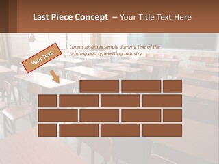 A Classroom With Desks And A Chalk Board PowerPoint Template