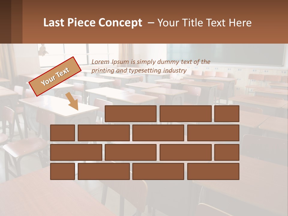 A Classroom With Desks And A Chalk Board PowerPoint Template