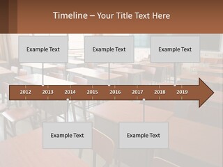 A Classroom With Desks And A Chalk Board PowerPoint Template