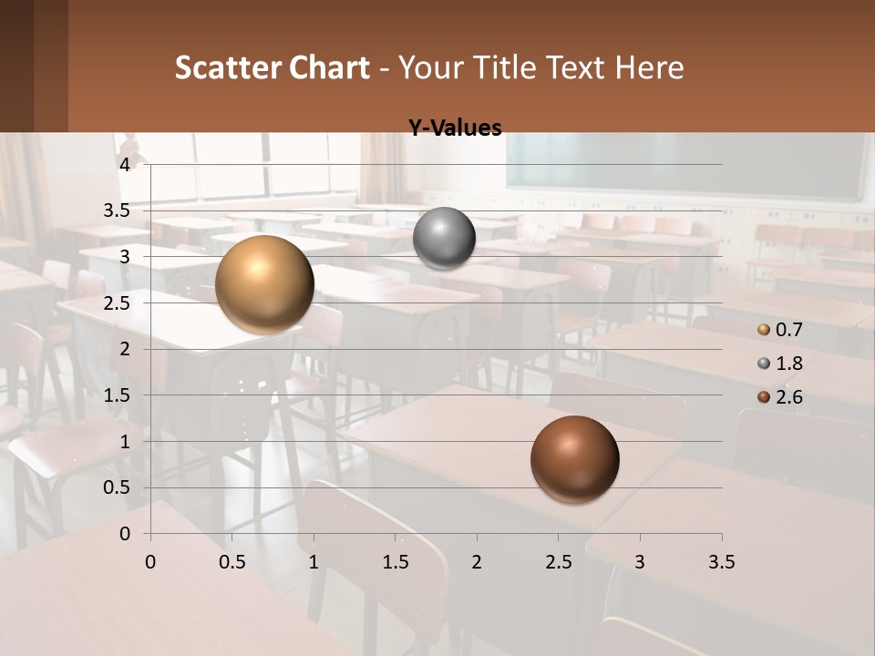 A Classroom With Desks And A Chalk Board PowerPoint Template